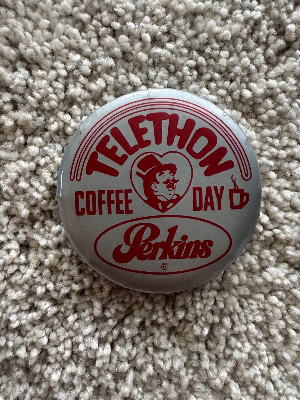 Silver & Red Telethon Coffee Day Pin